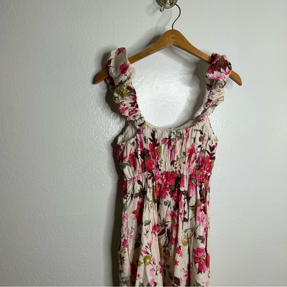 NWT Abercrombie & Fitch Puff Sleeve Babydoll Ruched Floral Linen Cotton M - Picture 9 of 12